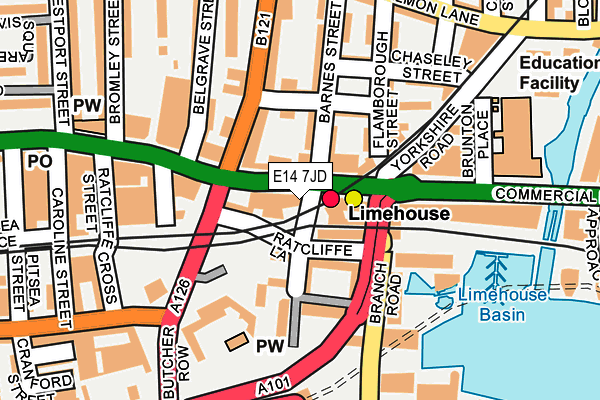 E14 7JD map - OS OpenMap – Local (Ordnance Survey)