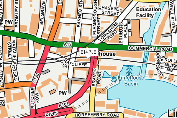 E14 7JE map - OS OpenMap – Local (Ordnance Survey)