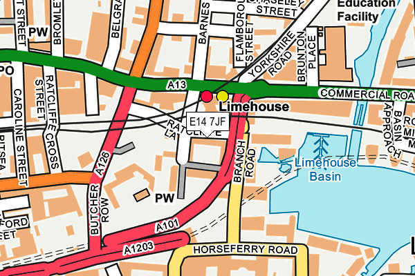 E14 7JF map - OS OpenMap – Local (Ordnance Survey)