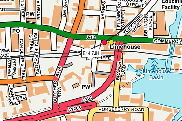 E14 7JH map - OS OpenMap – Local (Ordnance Survey)