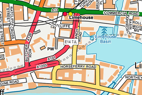 E14 7JL map - OS OpenMap – Local (Ordnance Survey)