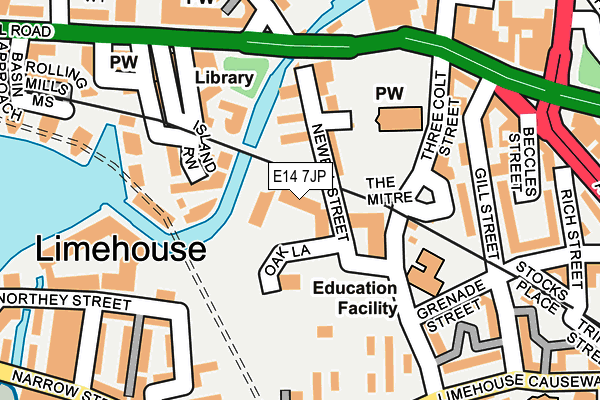 E14 7JP map - OS OpenMap – Local (Ordnance Survey)