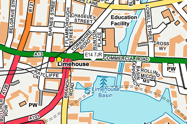 E14 7JR map - OS OpenMap – Local (Ordnance Survey)