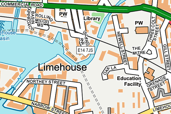 E14 7JS map - OS OpenMap – Local (Ordnance Survey)