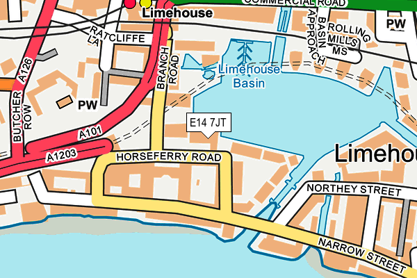 E14 7JT map - OS OpenMap – Local (Ordnance Survey)