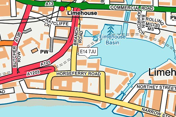 E14 7JU map - OS OpenMap – Local (Ordnance Survey)