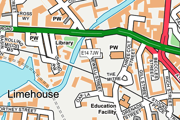 E14 7JW map - OS OpenMap – Local (Ordnance Survey)