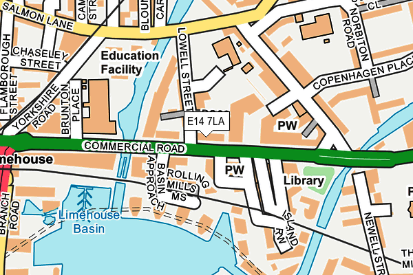 E14 7LA map - OS OpenMap – Local (Ordnance Survey)