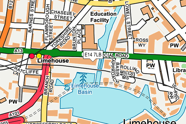 E14 7LB map - OS OpenMap – Local (Ordnance Survey)