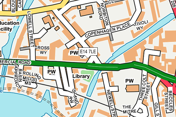 E14 7LE map - OS OpenMap – Local (Ordnance Survey)