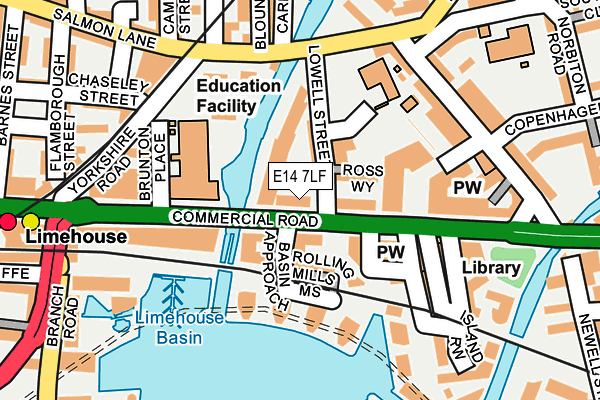 E14 7LF map - OS OpenMap – Local (Ordnance Survey)