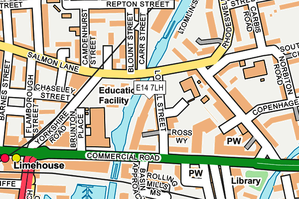 E14 7LH map - OS OpenMap – Local (Ordnance Survey)