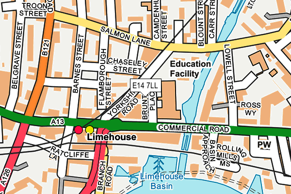 E14 7LL map - OS OpenMap – Local (Ordnance Survey)