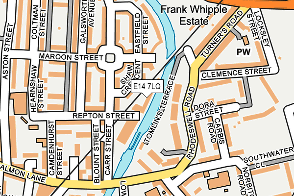E14 7LQ map - OS OpenMap – Local (Ordnance Survey)