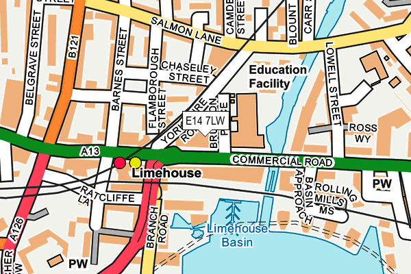 E14 7LW map - OS OpenMap – Local (Ordnance Survey)