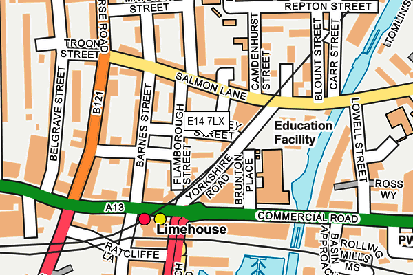 E14 7LX map - OS OpenMap – Local (Ordnance Survey)