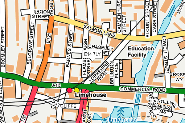 E14 7LY map - OS OpenMap – Local (Ordnance Survey)