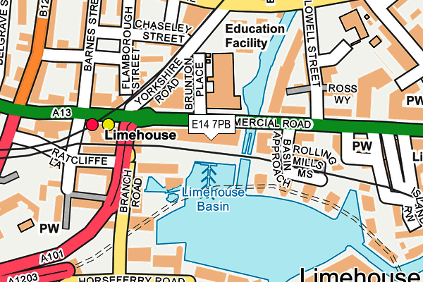 E14 7PB map - OS OpenMap – Local (Ordnance Survey)