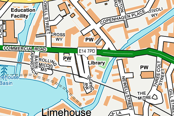 E14 7PD map - OS OpenMap – Local (Ordnance Survey)