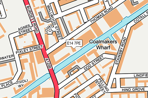 E14 7PE map - OS OpenMap – Local (Ordnance Survey)