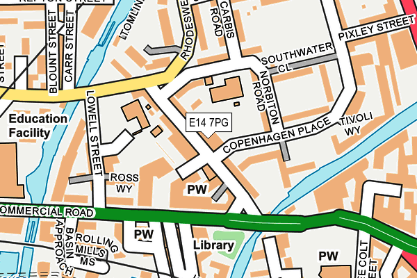 E14 7PG map - OS OpenMap – Local (Ordnance Survey)