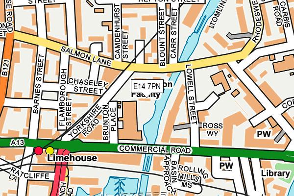 E14 7PN map - OS OpenMap – Local (Ordnance Survey)