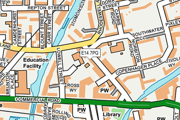 E14 7PQ map - OS OpenMap – Local (Ordnance Survey)