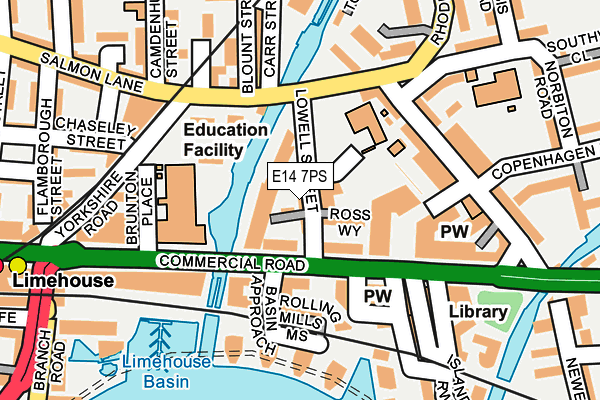 E14 7PS map - OS OpenMap – Local (Ordnance Survey)
