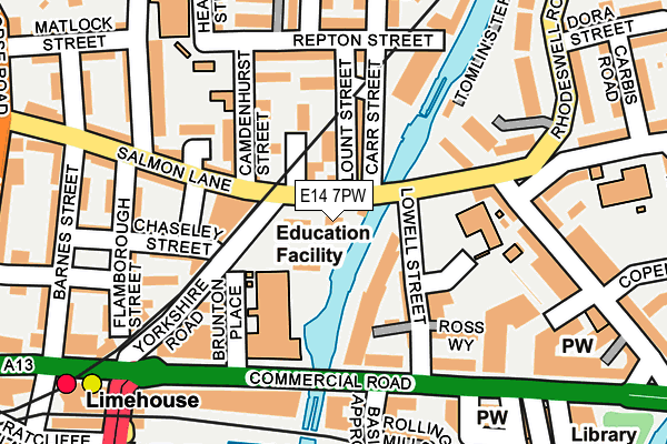 E14 7PW map - OS OpenMap – Local (Ordnance Survey)