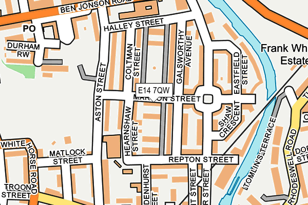 E14 7QW map - OS OpenMap – Local (Ordnance Survey)