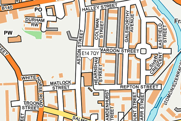 E14 7QY map - OS OpenMap – Local (Ordnance Survey)