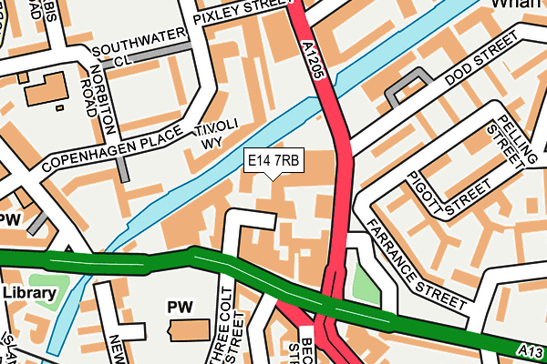 E14 7RB map - OS OpenMap – Local (Ordnance Survey)