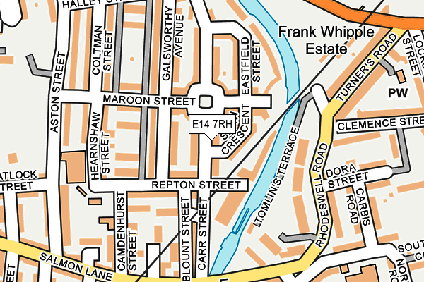 E14 7RH map - OS OpenMap – Local (Ordnance Survey)