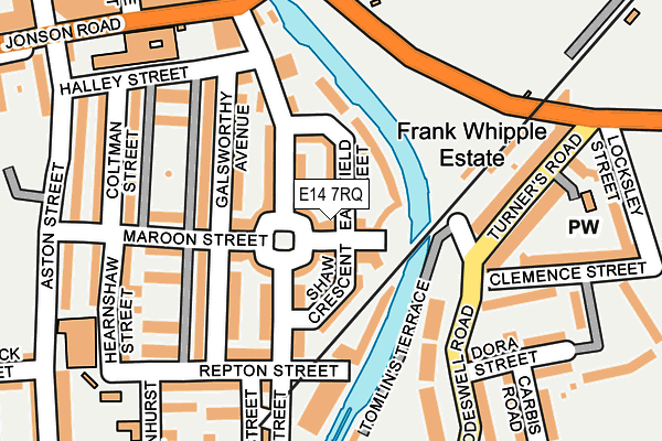 E14 7RQ map - OS OpenMap – Local (Ordnance Survey)