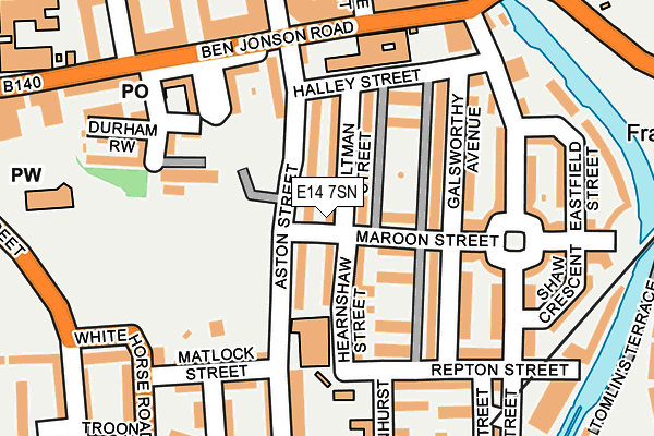 E14 7SN map - OS OpenMap – Local (Ordnance Survey)