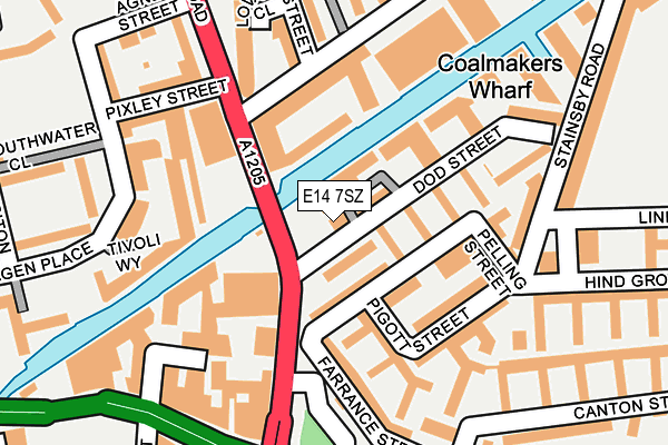 E14 7SZ map - OS OpenMap – Local (Ordnance Survey)