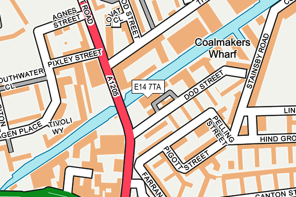 E14 7TA map - OS OpenMap – Local (Ordnance Survey)