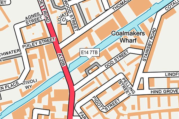 E14 7TB map - OS OpenMap – Local (Ordnance Survey)