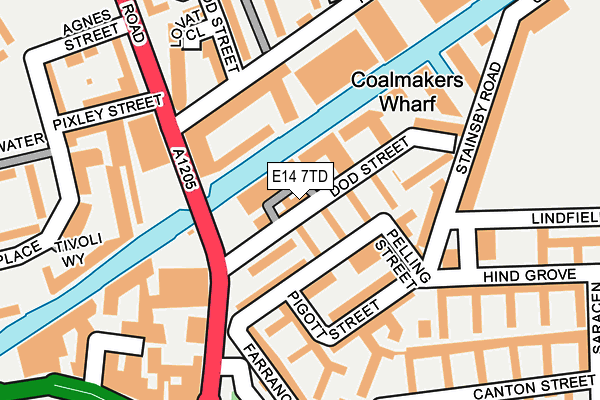 E14 7TD map - OS OpenMap – Local (Ordnance Survey)