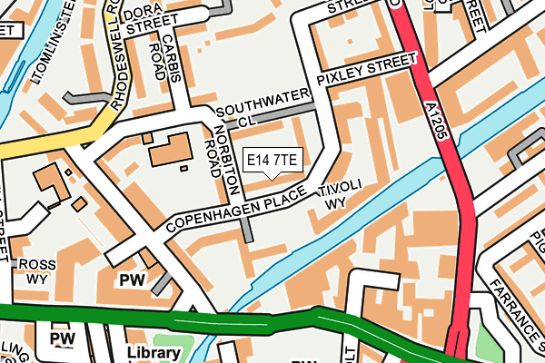 E14 7TE map - OS OpenMap – Local (Ordnance Survey)