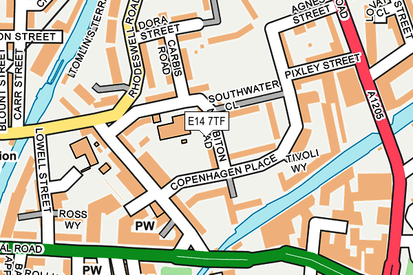 E14 7TF map - OS OpenMap – Local (Ordnance Survey)