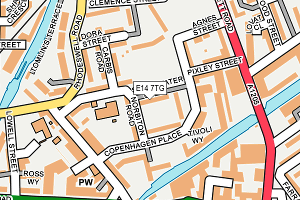 E14 7TG map - OS OpenMap – Local (Ordnance Survey)