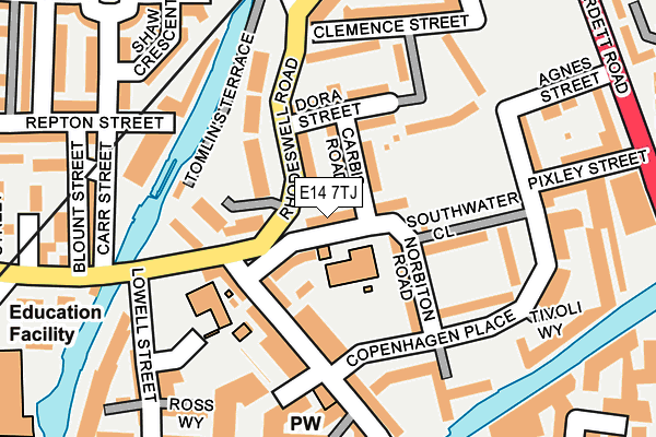 E14 7TJ map - OS OpenMap – Local (Ordnance Survey)