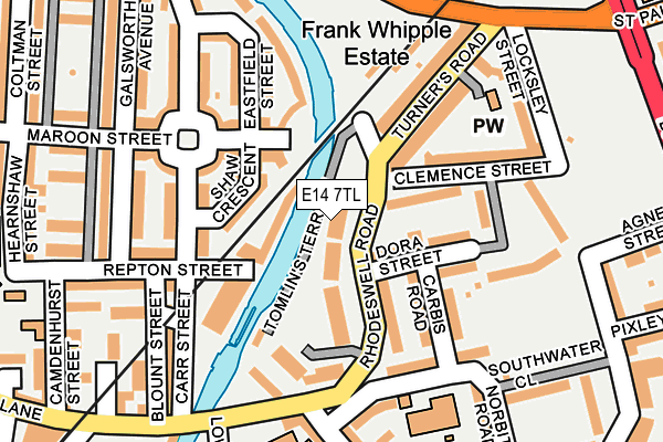 E14 7TL map - OS OpenMap – Local (Ordnance Survey)