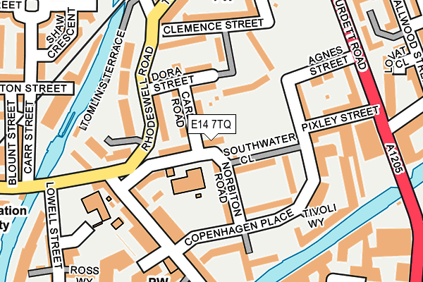E14 7TQ map - OS OpenMap – Local (Ordnance Survey)