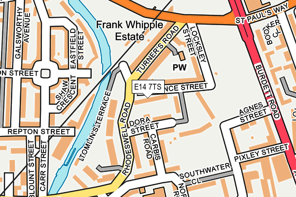 E14 7TS map - OS OpenMap – Local (Ordnance Survey)