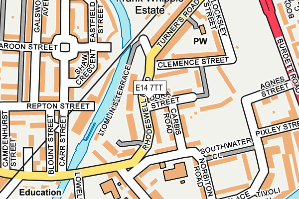 E14 7TT map - OS OpenMap – Local (Ordnance Survey)