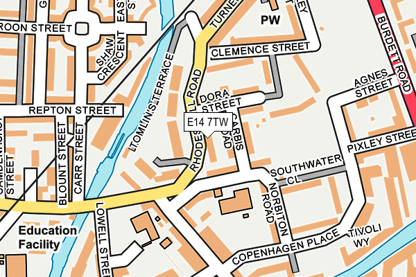 E14 7TW map - OS OpenMap – Local (Ordnance Survey)