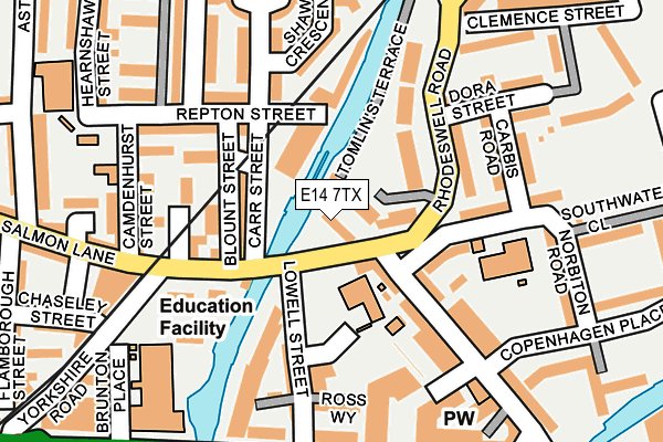 E14 7TX map - OS OpenMap – Local (Ordnance Survey)