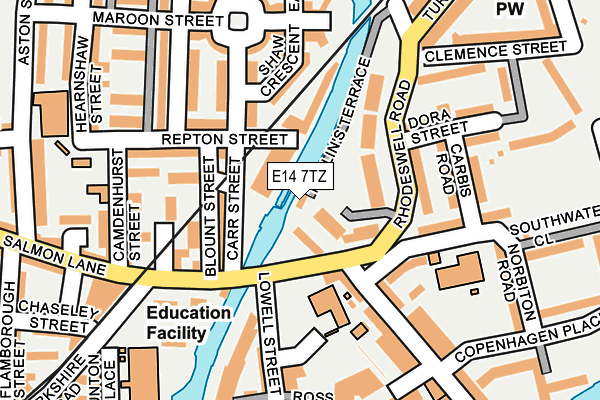 E14 7TZ map - OS OpenMap – Local (Ordnance Survey)